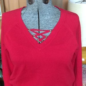 Cable & Gauge red sweater